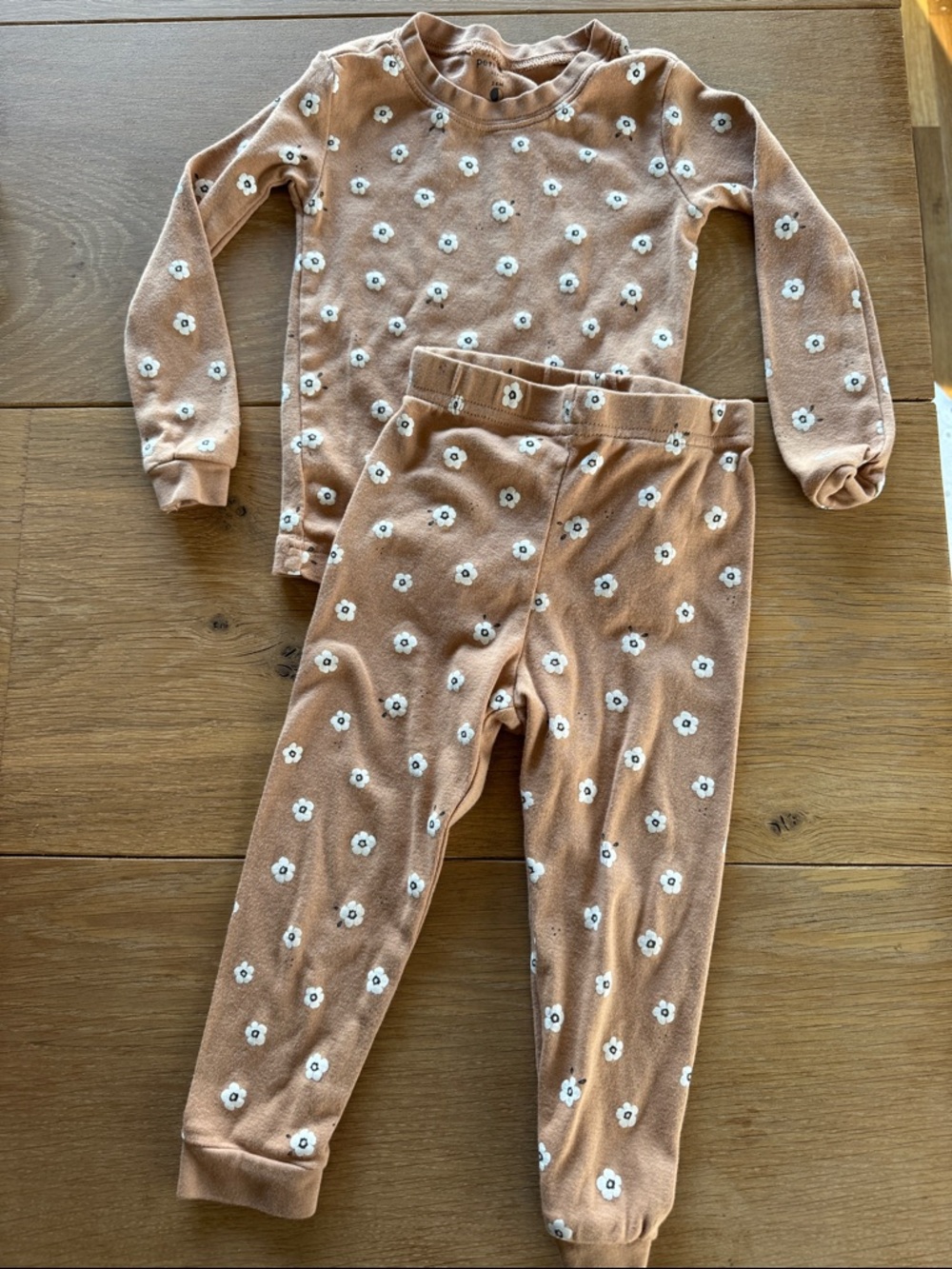 Petit Lem Brown Floral Two-Piece Pajama Set